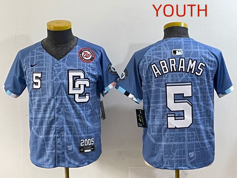Youth 2025 Washington Nationals #5 Abrams Blue Joint Name Nike MLB Jersey style 5->youth mlb jersey->Youth Jersey